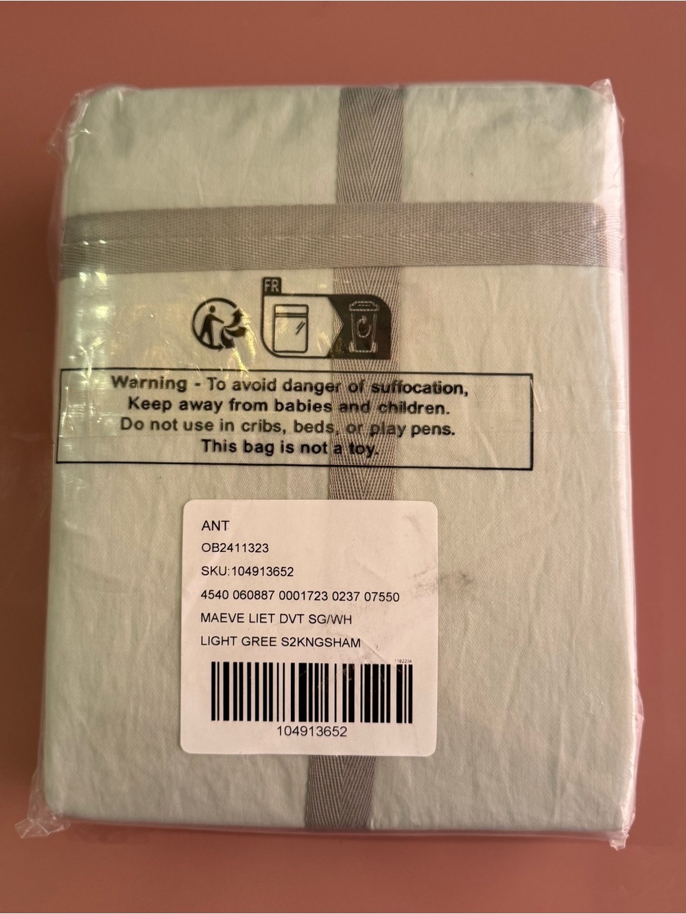 Anthropologie Maeve Liet Cotton Sateen Embroidered Shams, Set of 2, Sage Green - Picture 3 of 3